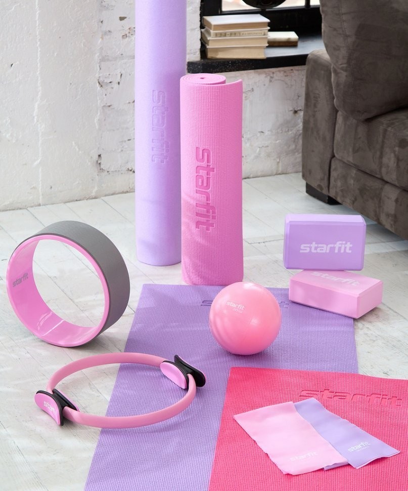 Колесо для йоги YW-101, 32 см, розовый пастель/серый (1041679)