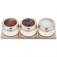 Набор для специй agness 4 пр. на магнитах, в т.ч. метал.подставка 20*6*5 см (912-040)