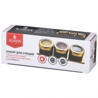 Набор для специй agness 4 пр. на магнитах, в т.ч. метал.подставка 20*6*5 см (912-040)