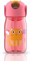 Бутылочка детская с силиконовой соломинкой 415 мл розовая (66308)