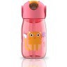 Бутылочка детская с силиконовой соломинкой 415 мл розовая (66308)