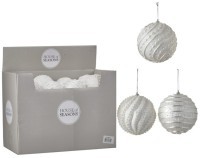 Декор набор шаров o 10см в ассорт. белый 3 вида дисплей 1045657 (комплект 24 шт.) (83816)