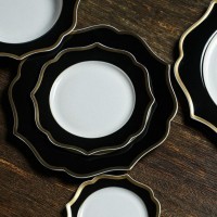 Тарелка LION005NE002200, 20 см, костяной фарфор, black, ivory, gold, LE COQ