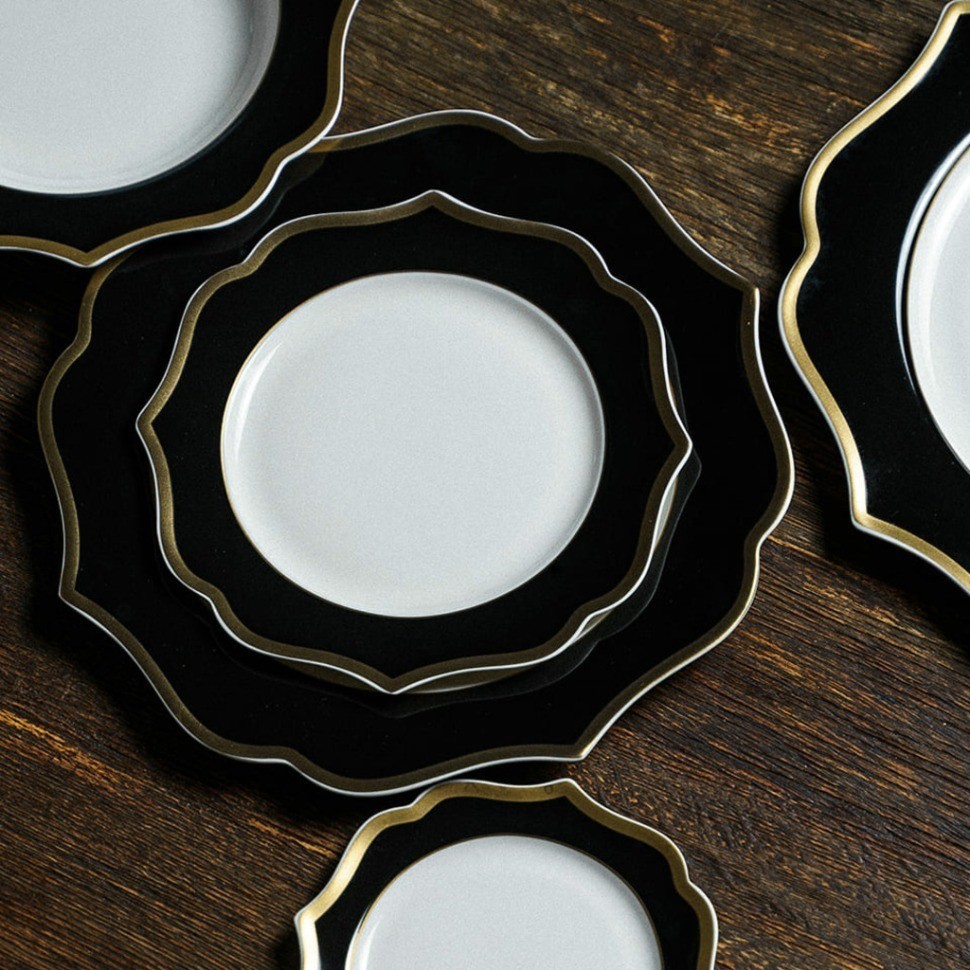 Тарелка LION005NE002200, 20 см, костяной фарфор, black, ivory, gold, LE COQ