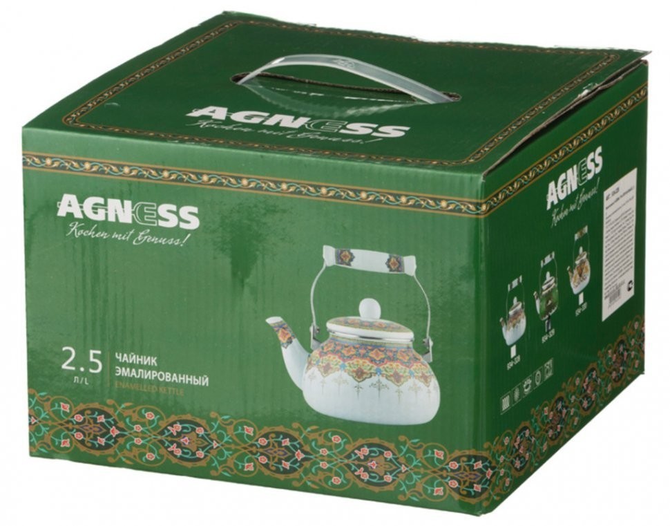 Чайник agness эмалированный серия сура, 2,5 л (934-329)