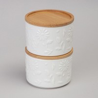 Набор банок lefard &quot;flowers story&quot; с дерев. крышкой 2 шт. 9*6,5 см 225 мл (474-245)