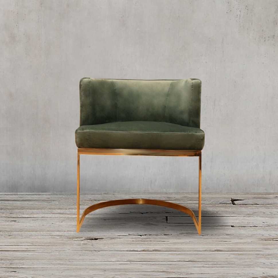 Полукресло Пимлико DC0258-1D/green AR108-41, Нержавеющая сталь, бархат, oliver green/gold, ROOMERS FURNITURE