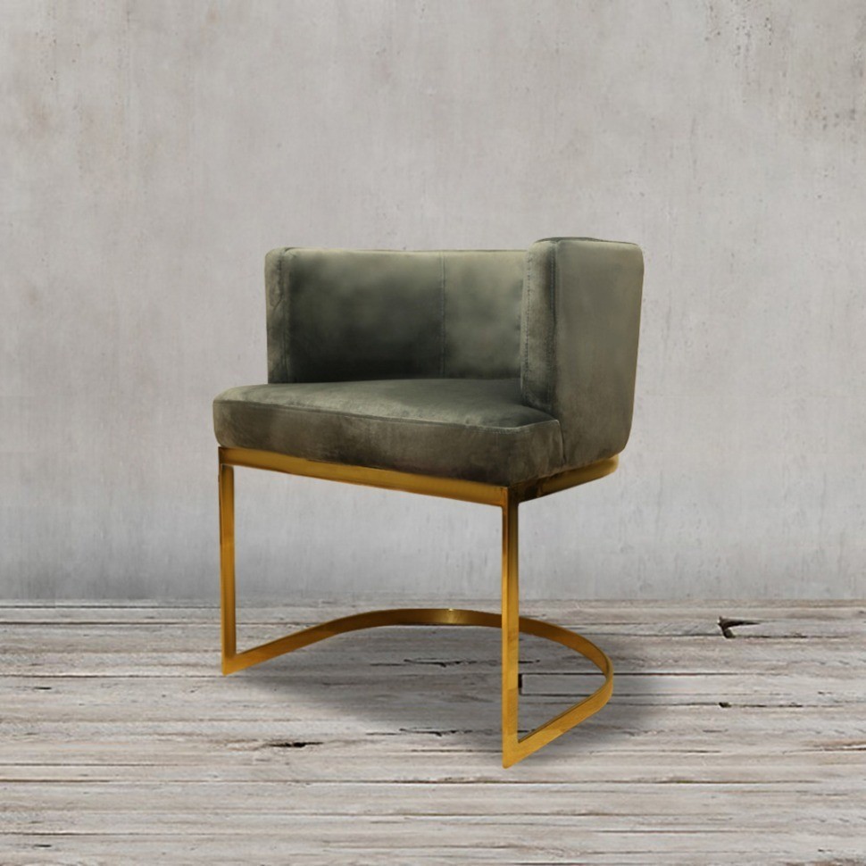 Полукресло Пимлико DC0258-1D/green AR108-41, Нержавеющая сталь, бархат, oliver green/gold, ROOMERS FURNITURE