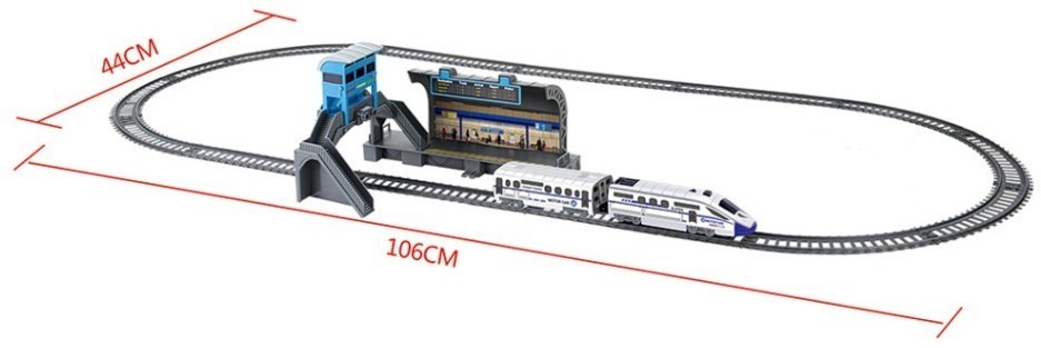 Железная дорога с пассажирской станцией, скоростной поезд, длина полотна 244 см (BSQ-2185)