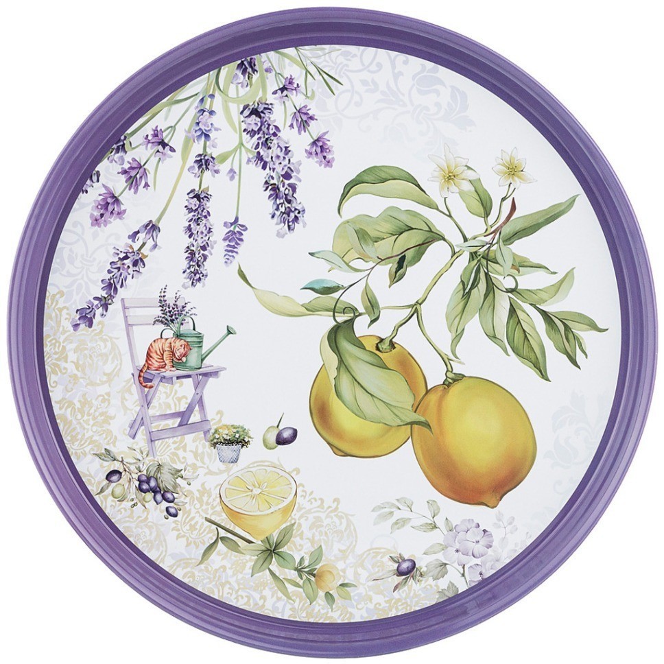 Поднос сервировочный agness "прованс лимоны" 33*2,1 см (898-233)