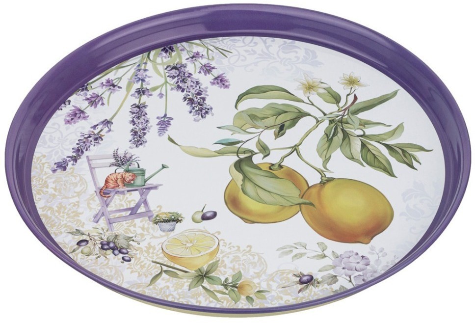 Поднос сервировочный agness "прованс лимоны" 33*2,1 см (898-233)