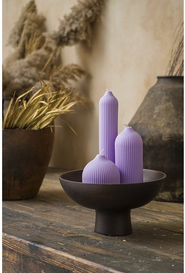 Свеча декоративная цвета лаванды из коллекции edge, 16,5см (75054)