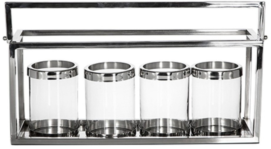 Подсвечник 4520L, нержавеющая сталь, стекло, chrom/clear, ROOMERS FURNITURE