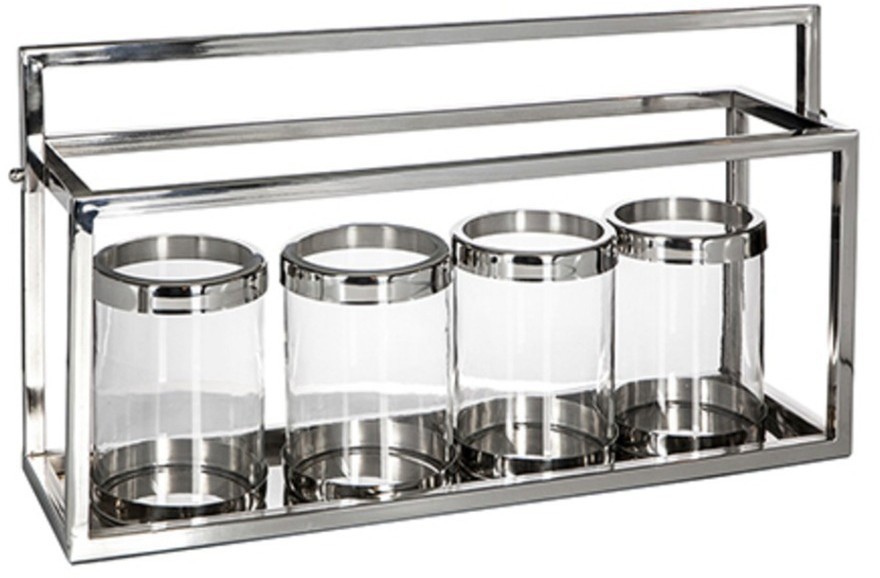 Подсвечник 4520L, нержавеющая сталь, стекло, chrom/clear, ROOMERS FURNITURE