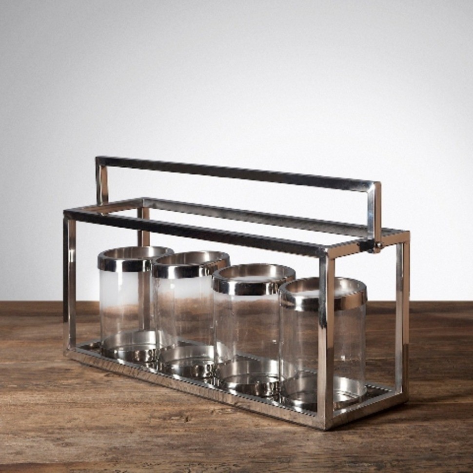 Подсвечник 4520L, нержавеющая сталь, стекло, chrom/clear, ROOMERS FURNITURE