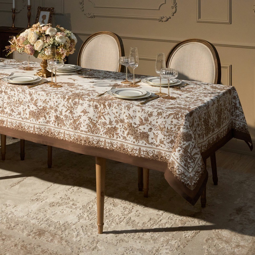 Скатерть " royal garden" 140х300см ,белый ,100% хлопок ,твил с пропиткой Lefard (850-754-22)