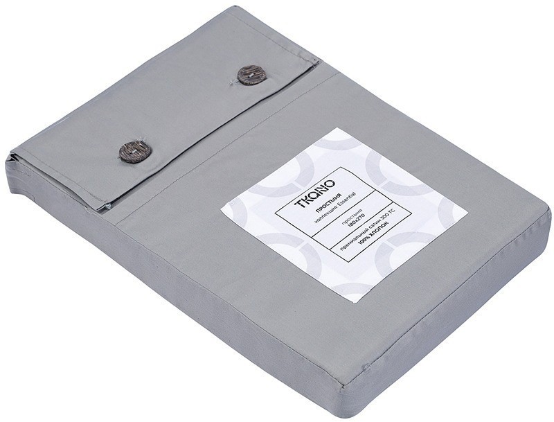 Простыня из премиального сатина светло-серого цвета из коллекции essential, 180х270 см (79838)