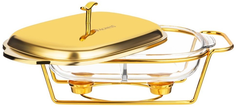 Мармит agness  прямоуг 2 отсека gold 2,45l (781-511)