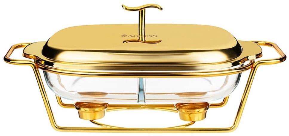 Мармит agness  прямоуг 2 отсека gold 2,45l (781-511)