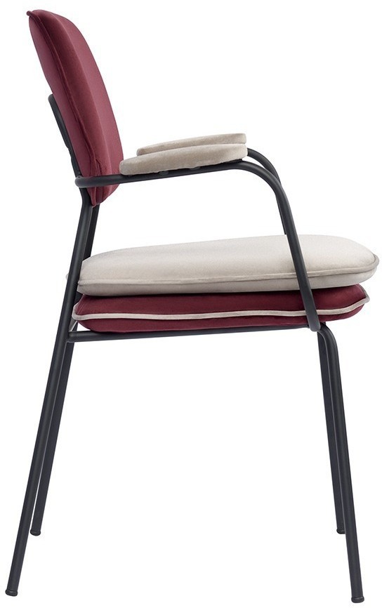 Стул с подлокотниками и контрастным кантом pea, велюр, бордовый/бежевый (77103)
