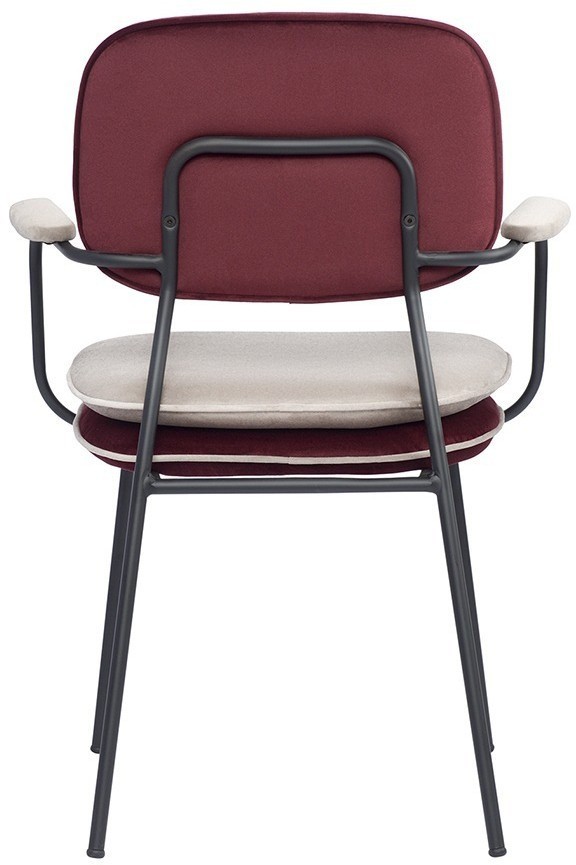 Стул с подлокотниками и контрастным кантом pea, велюр, бордовый/бежевый (77103)