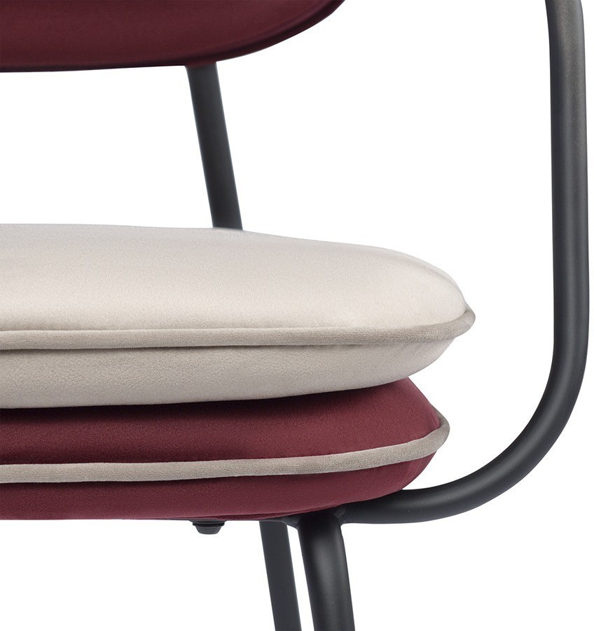 Стул с подлокотниками и контрастным кантом pea, велюр, бордовый/бежевый (77103)