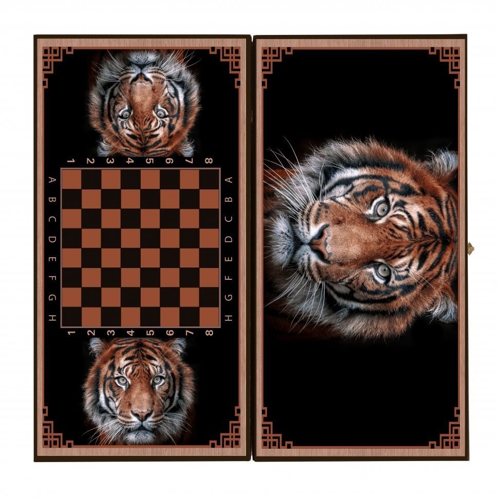 Нарды + Шашки Сирия Тигр средние (Россия, дерево, 50 см), Partida (64226)
