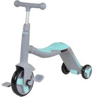 Детский самокат-беговел с музыкой 3в1 (самокат, беговел, велосипед) - FL-868 серо-синий