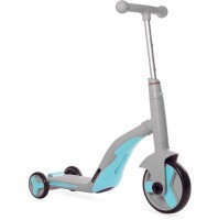 Детский самокат-беговел с музыкой 3в1 (самокат, беговел, велосипед) - FL-868 серо-синий