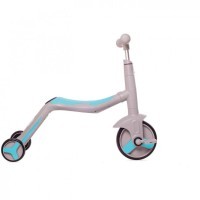 Детский самокат-беговел с музыкой 3в1 (самокат, беговел, велосипед) - FL-868 серо-синий