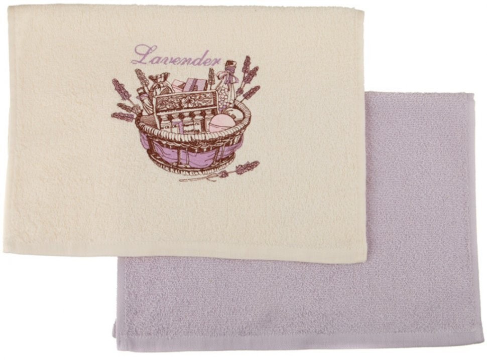 Комплект салфеток махровых из 2-х шт в корзине "лаванда",35х50см,100% хлопок SANTALINO (850-840-31)