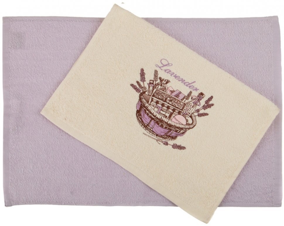 Комплект салфеток махровых из 2-х шт в корзине "лаванда",35х50см,100% хлопок SANTALINO (850-840-31)