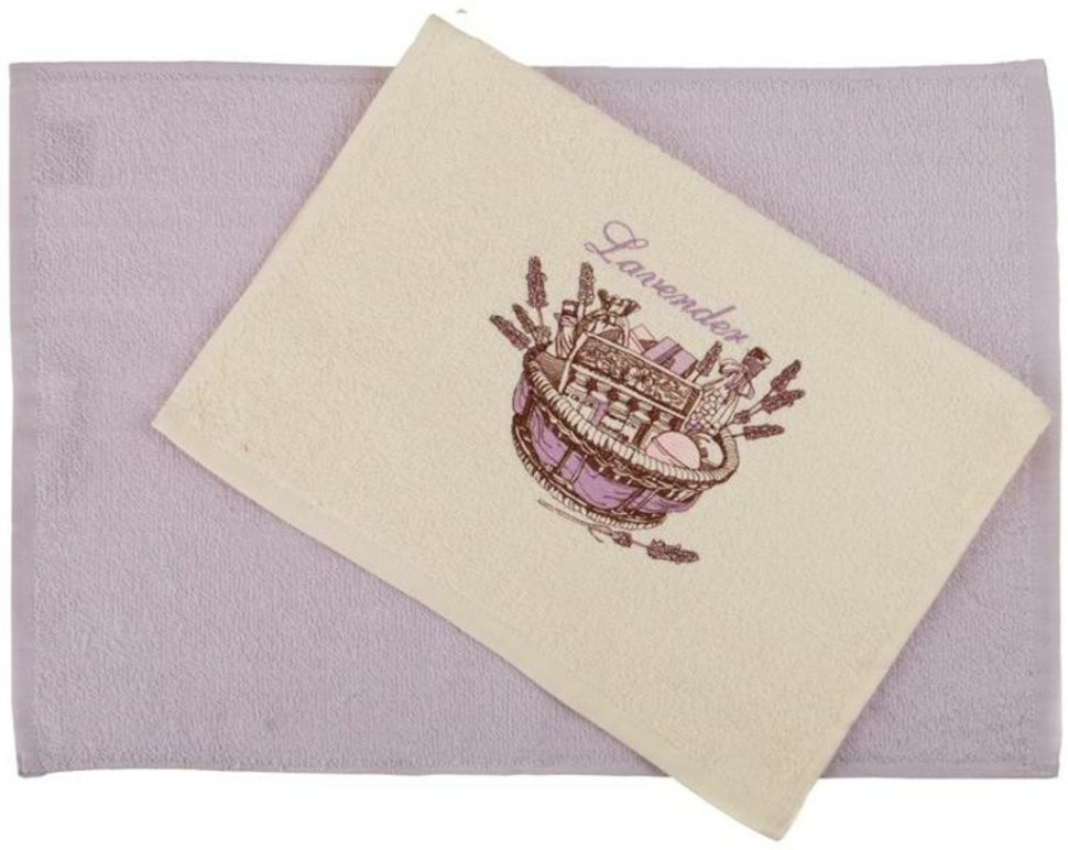 Комплект салфеток махровых из 2-х шт в корзине "лаванда",35х50см,100% хлопок SANTALINO (850-840-31)