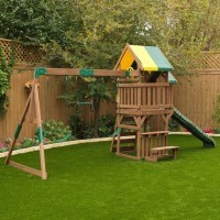 Уличная игровая площадка для детей (горка, качели, песочница, скалодром, лестница, 2 этажа) (F29205_KE)