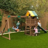 Уличная игровая площадка для детей (горка, качели, песочница, скалодром, лестница, 2 этажа) (F29205_KE)