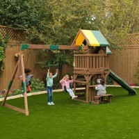 Уличная игровая площадка для детей (горка, качели, песочница, скалодром, лестница, 2 этажа) (F29205_KE)