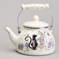 Чайник agness эмалированный серия &quot;lavender cats&quot;, 2,6 л (943-073)