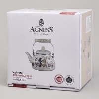 Чайник agness эмалированный серия &quot;lavender cats&quot;, 2,6 л (943-073)
