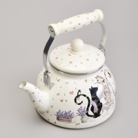 Чайник agness эмалированный серия &quot;lavender cats&quot;, 2,6 л (943-073)