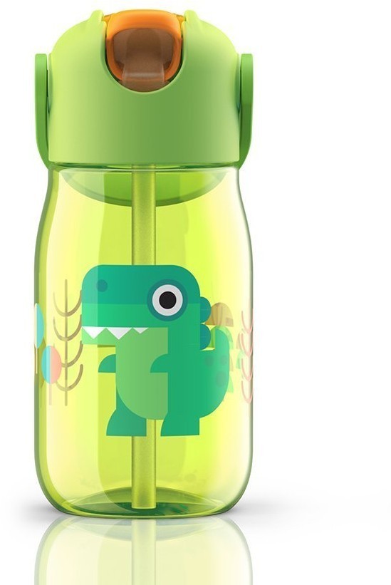 Бутылочка детская с силиконовой соломинкой 415 мл зелёная (66307)