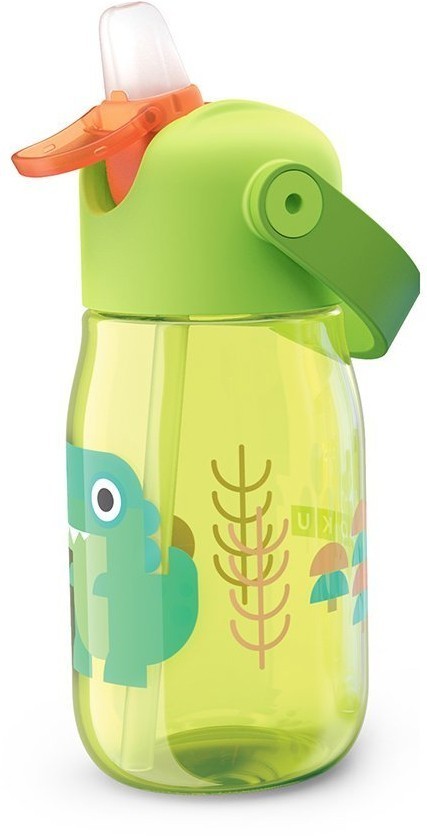 Бутылочка детская с силиконовой соломинкой 415 мл зелёная (66307)