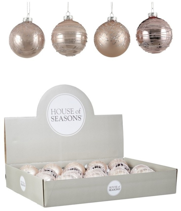 Декор шар O7см розовый в ассорт. 4 вида дисплей 18шт 1071447 (84017)