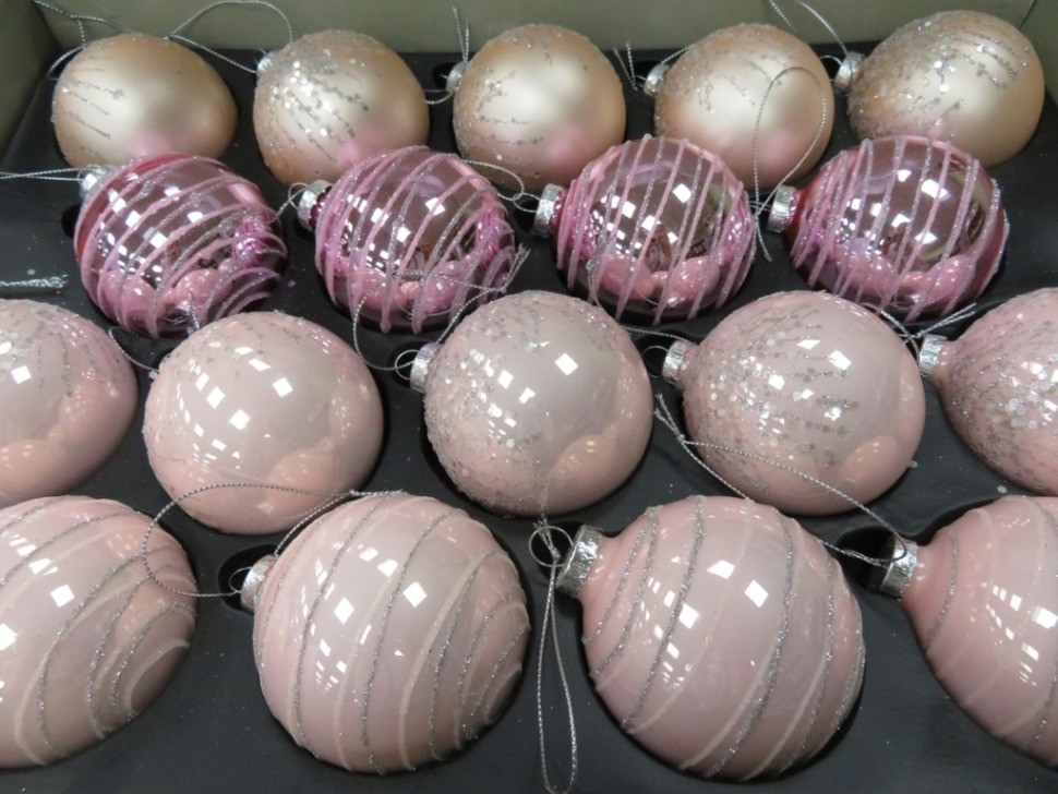 Декор шар O7см розовый в ассорт. 4 вида дисплей 18шт 1071447 (84017)