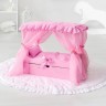 Кровать с выдвижным ящиком для кукол с постельным бельем и балдахином, цвет: розовый (PFD120-60)