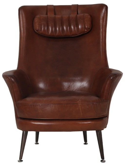 Кресло C0133-1D/#B11, кожа, металл, Vintage cigar, ROOMERS FURNITURE