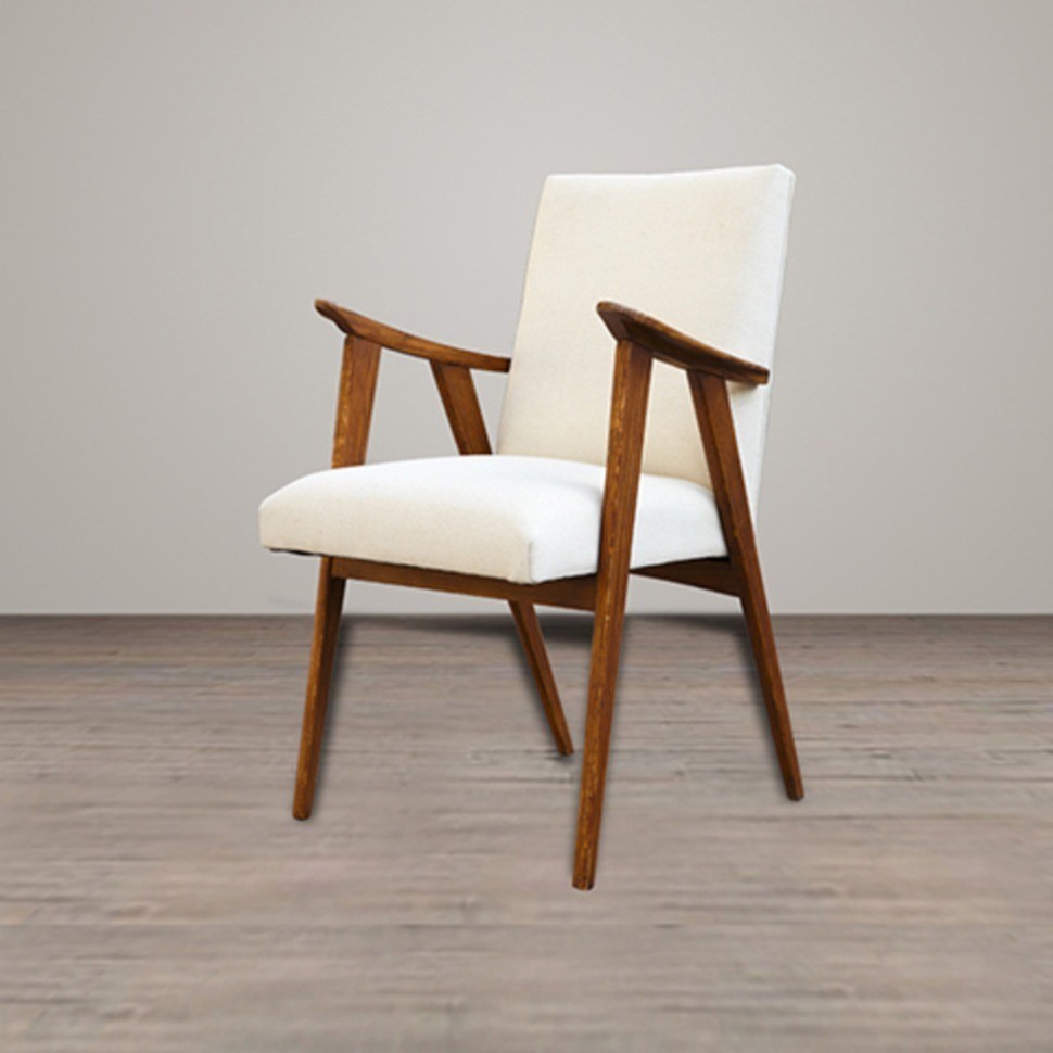 Полукресло Тайлер SE-20012-OAK/FB-192, каркас массив дуба, обивка лен, natural oak/beige, ROOMERS FURNITURE