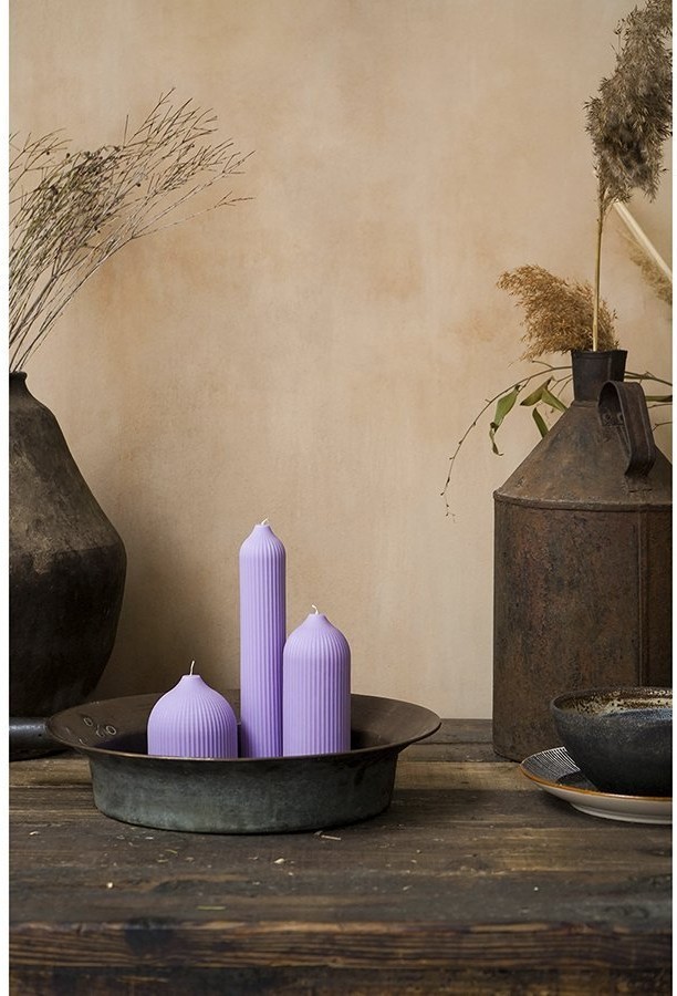 Свеча декоративная цвета лаванды из коллекции edge, 25,5см (75055)