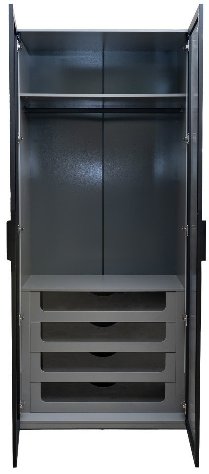 GD-10012-6 Шкаф Alto двухд c выдвиж ящик, цвет серый Кобальт, дверцы стекло(рифленое) 100*57*228.5см (TT-00013910)