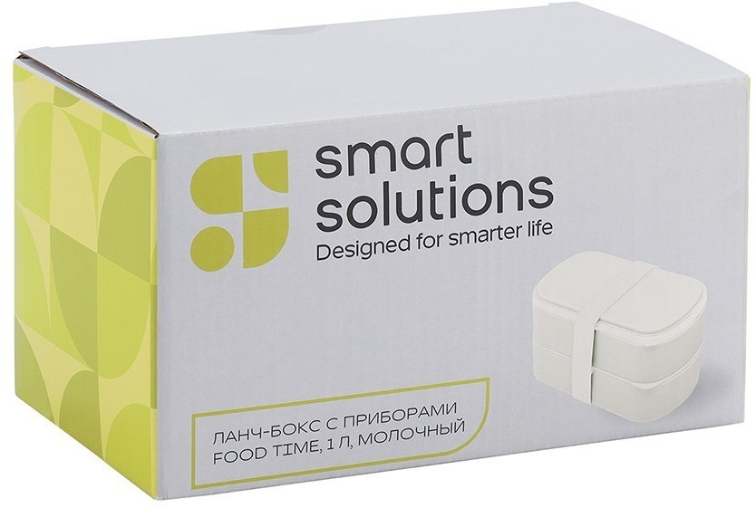 Ланч-бокс с приборами food time, 1 л, молочный (79039)