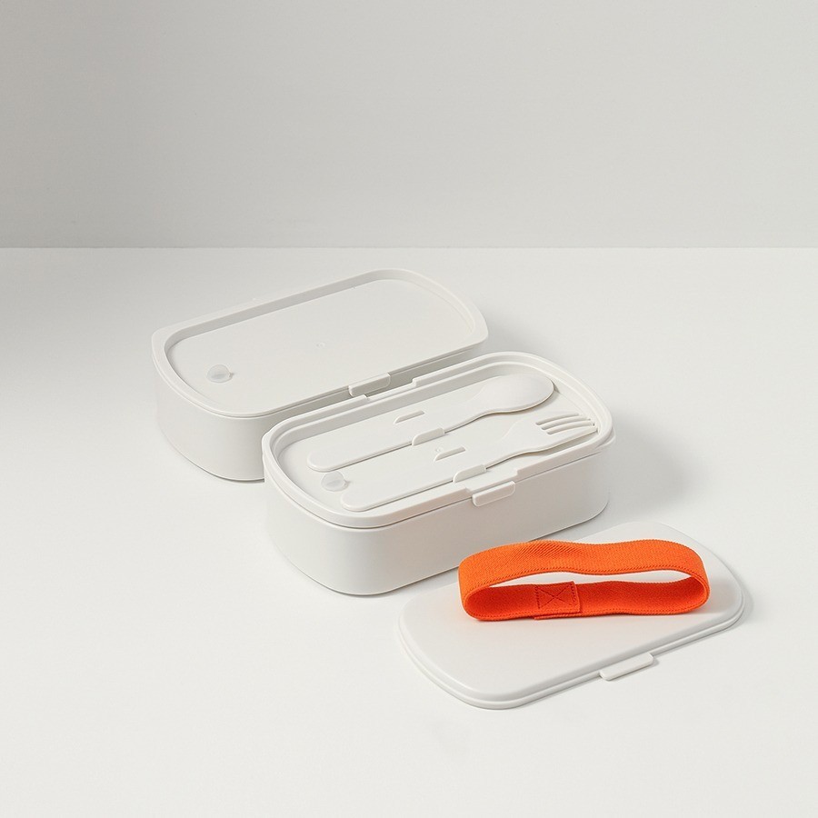 Ланч-бокс с приборами food time, 1 л, молочный (79039)